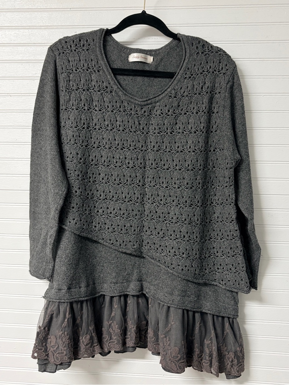 Simply Couture XL Charcoal Gray Knit Top